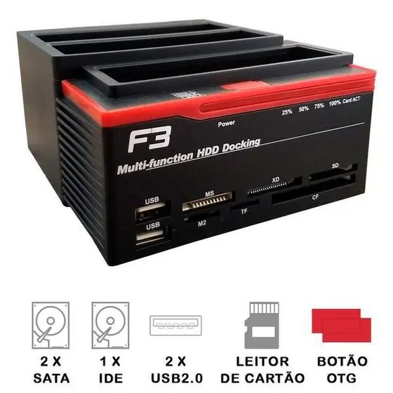 Dock USB 3.0 com leitor de cartões