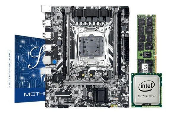 Kit Xeon 2680v4 MOUGOL: Placa-Mãe x99 LGA 2011-3 + E5-2680 V4 + 16GB DDR4 2133mhz