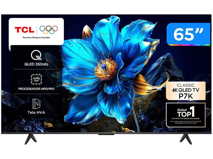 Smart TV 65 TCL 4K UHD QLED 65P7K Google TV AiPQ Google Assistente 3 HDMI 1 USB