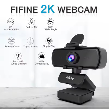 Webcam FIFINE K420 2K Com Microfone