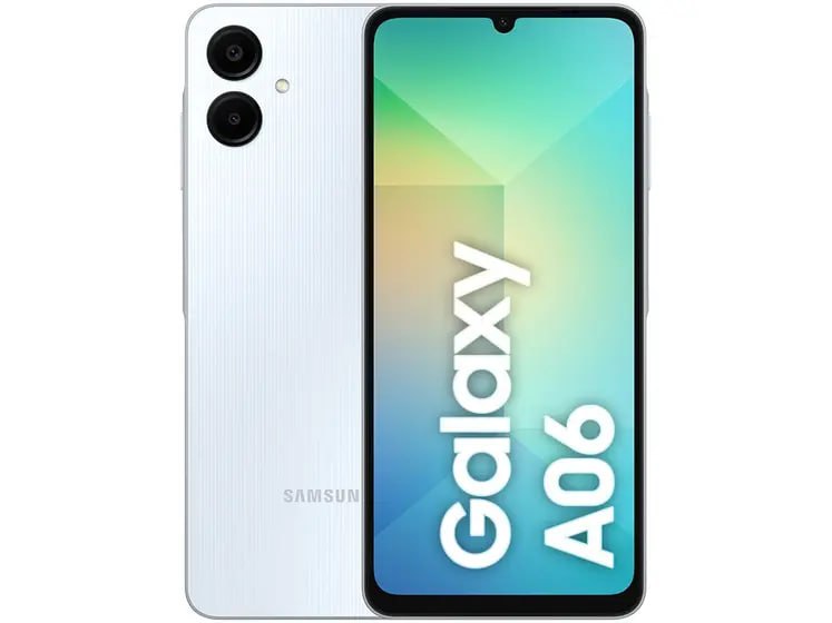 Smartphone Samsung Galaxy A06 128GB 4GB RAM Branco 6,7 Câm. Dupla + Selfie 8MP