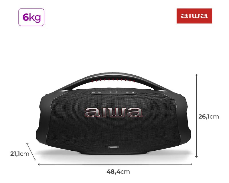 Caixa De Som Boombox Aiwa AWS-BBS-01B 200w IP66 30hs De Bateria