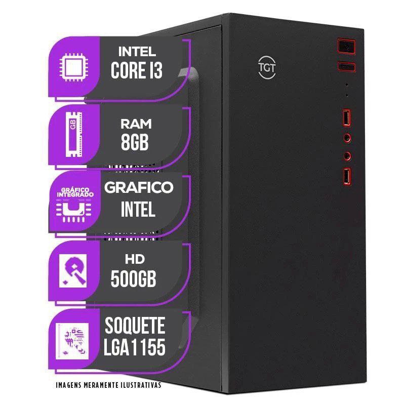 PC Completo Escritório, Intel Core i3 3 geração, 8GB De Memória Ram, HD 500GB