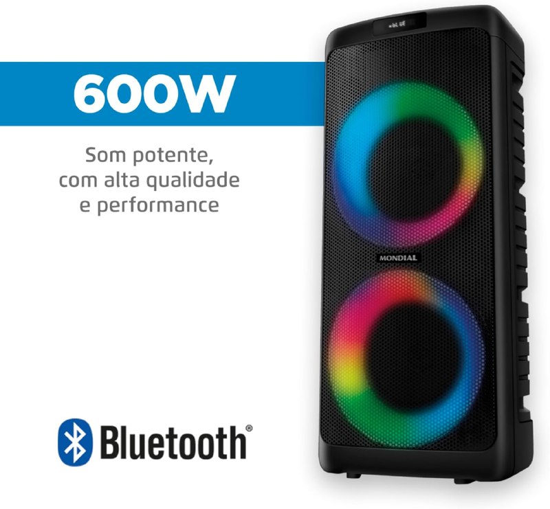Caixa de Som Party Box, Mondial, Preto, 600W, Bivolt - PBX-600-A