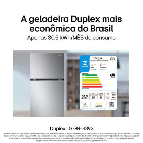 Geladeira LG Frost Free Duplex Gaveta Fresh Zone Multi Air Flow Inox Look - 395L