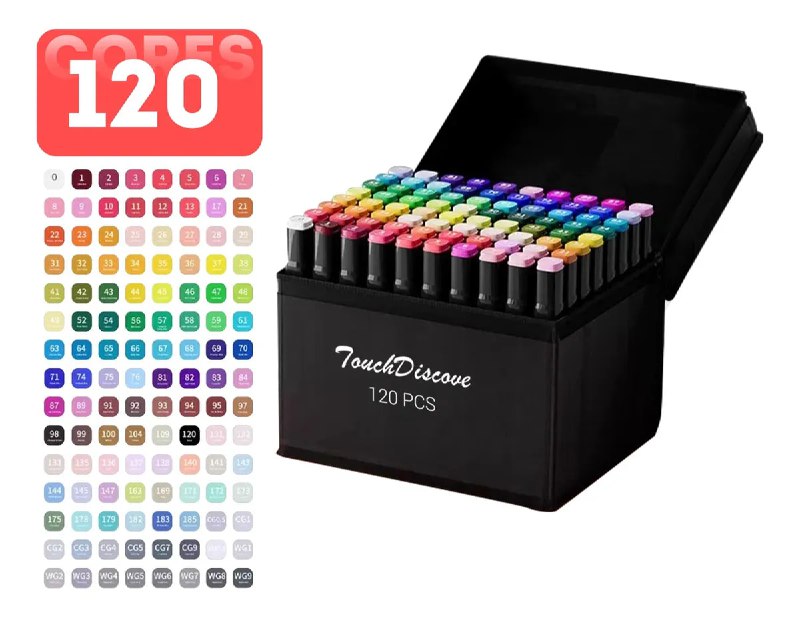 Conjunto Canetas Marcador Canetinha Ponta Dupla 120cores Kit