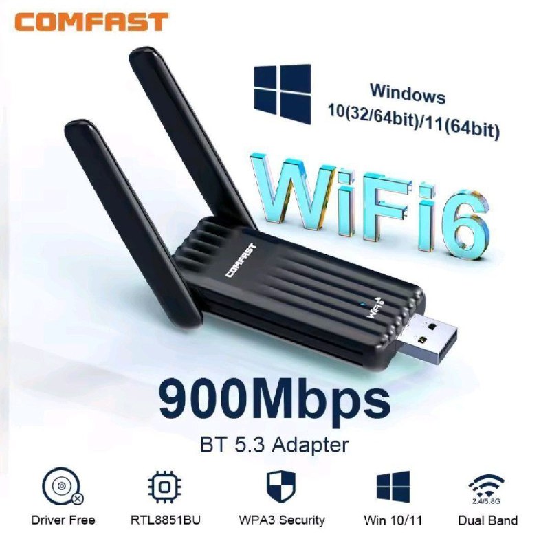 2X WIFI 6 + BLUETOOTH 5.3 USB 900MBs USB 2.0
