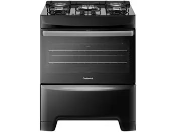 Fogão 5 Bocas Continental Preto Mesa de Vidro FC5GP - Bivolt