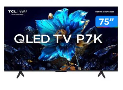 Smart TV 75 Pol TCL 4K UHD QLED 75P7K Google TV AiPQ Google Assistente 3 HDMI 1 USB
