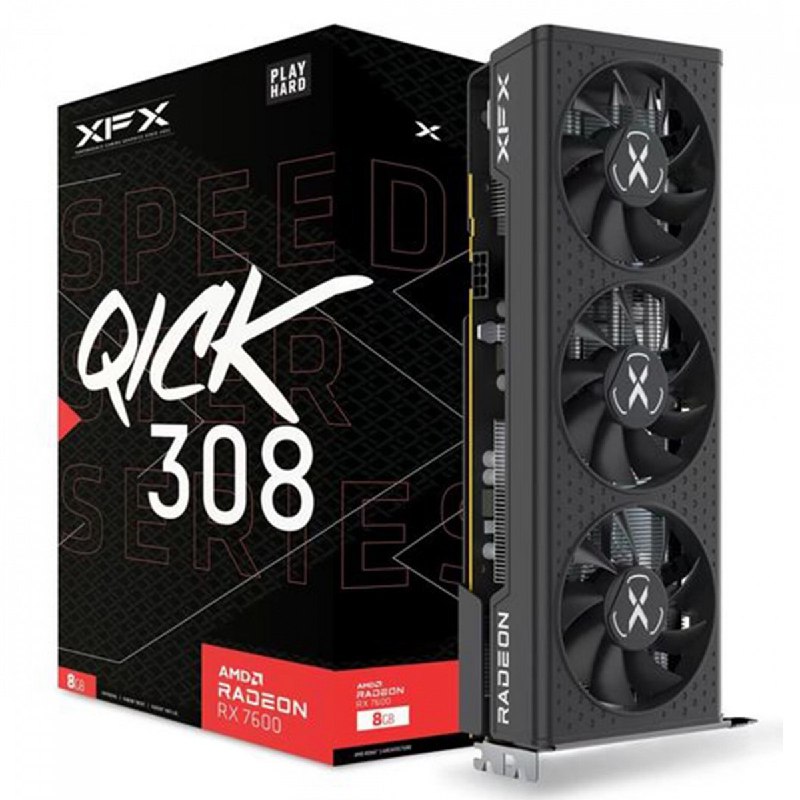 Placa de Vídeo XFX AMD Radeon RX 7600 Speedster QICK 308, 8GB, GDDR6, FSR, Ray Tracing