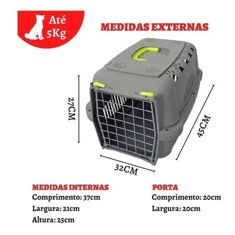 Caixa de Transporte Pet Cachorros Cães Gatos Coelhos Portinha de Aço Ferro