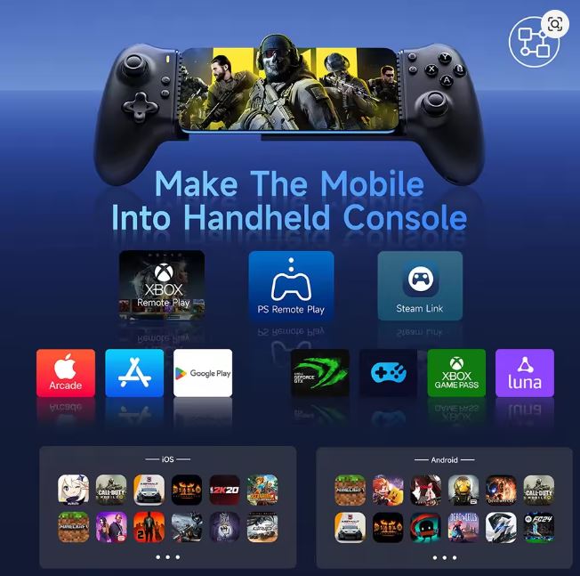 Controle Mobile EasySMX M15 Bluetooth, Compatível com Android IOS XCloud Switch PS Remote