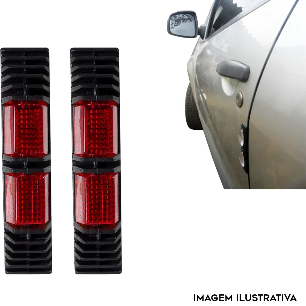 Protetor de Porta Carro Olho Gato Vermelho Refletivo Universal Par