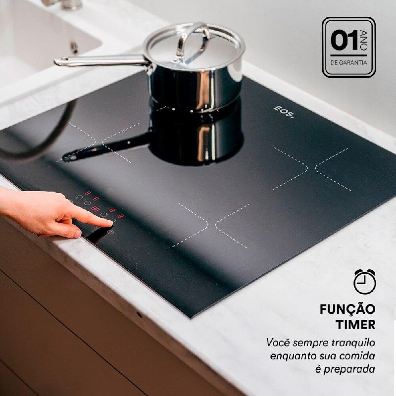 Cooktop de Indução Eos 4 Bocas 7200W - Preto