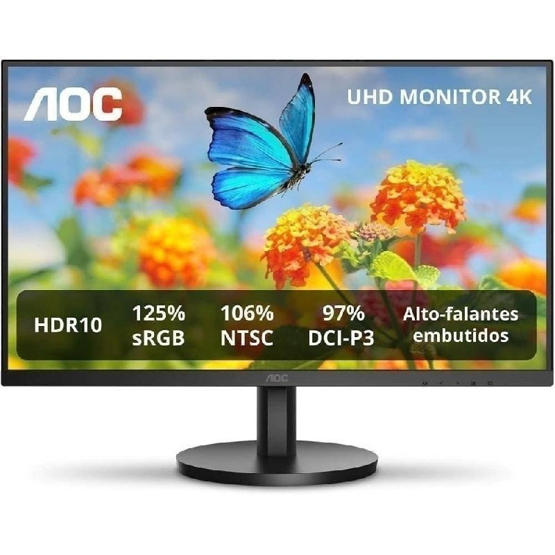 Monitor AOC 27" IPS 4K HDR10 com Alto Falantes Integrados