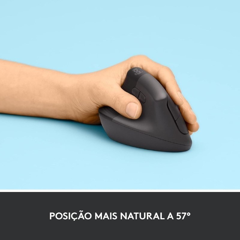 Mouse Ergonômico Vertical Logitech Lift Left Sem Fio Bluetooth/USB Grafite