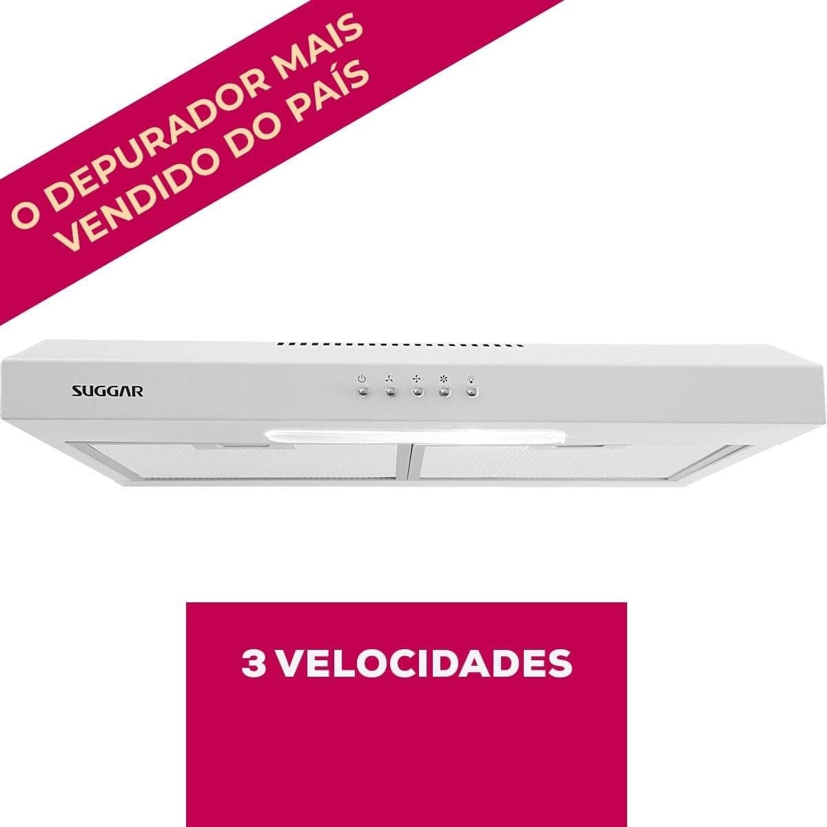 Depurador de Ar Suggar Slim 60cm 3 Velocidades Branco 220V