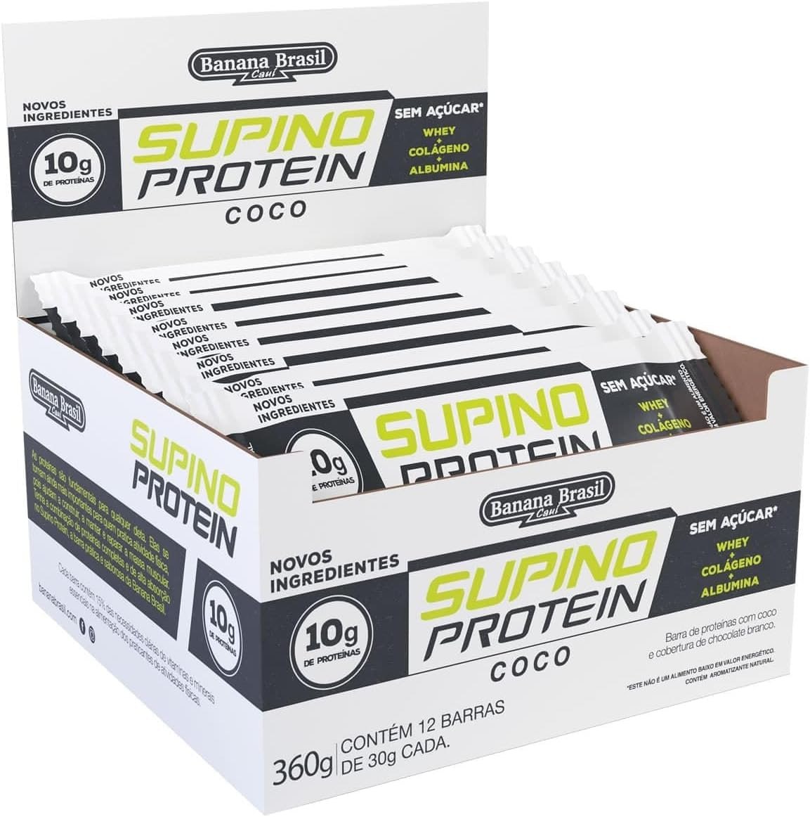 Banana Brasil Barra De Proteínas Coco Com Cobertura Chocolate Branco 12x30G