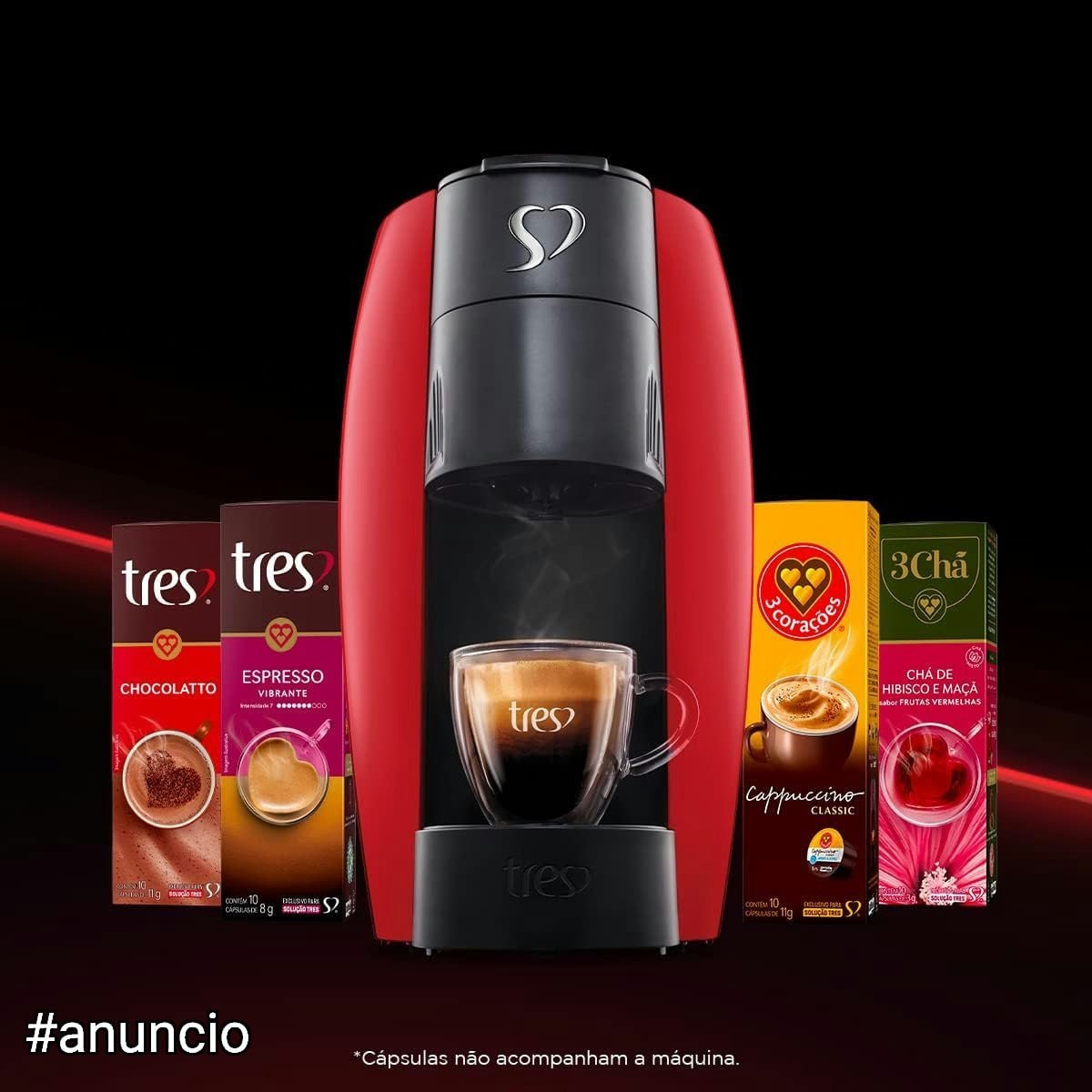 3 Corações TRES Cafeteira Espresso e Multibebida LOV Vermelha - 127V