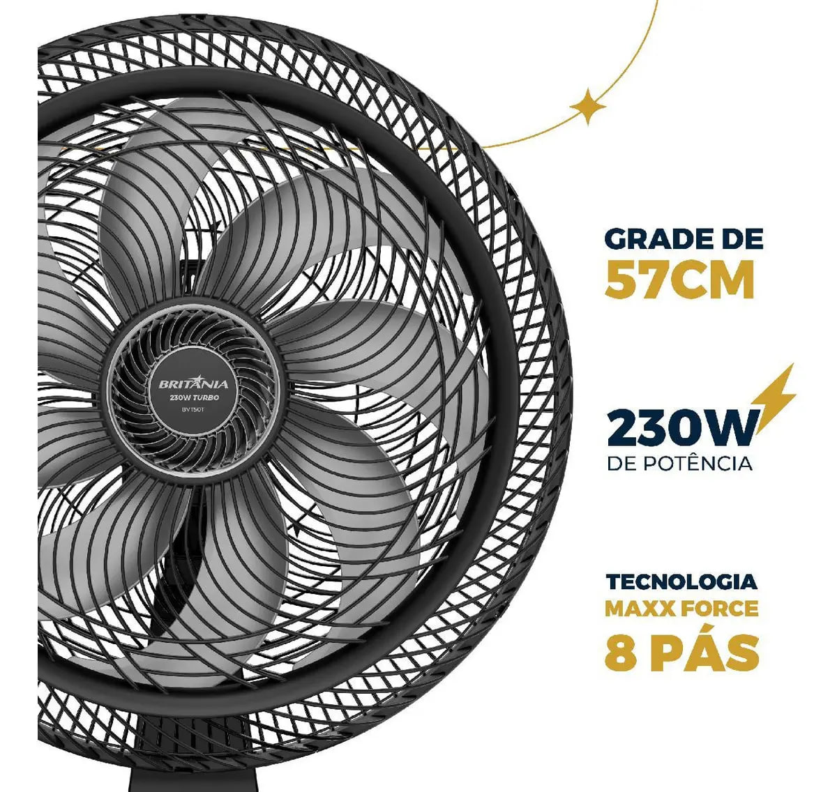 Ventilador Britânia Maxx Force 8 Pás 2 em 1 Preto 230W BVT50T