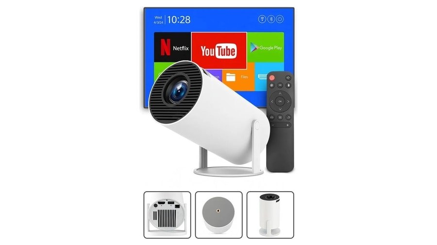 Mini Projetor Davely Hy300 4K Android com Wi-Fi e Bluetooth