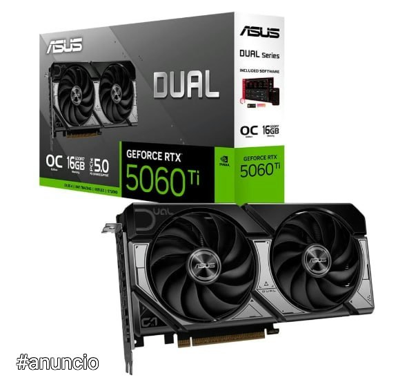Placa de Vídeo ASUS DUAL RTX 5060 TI O16G