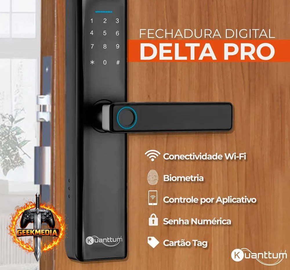 Fechadura Digital Biométrica Kuanttum Delta PRO WiFi Preta