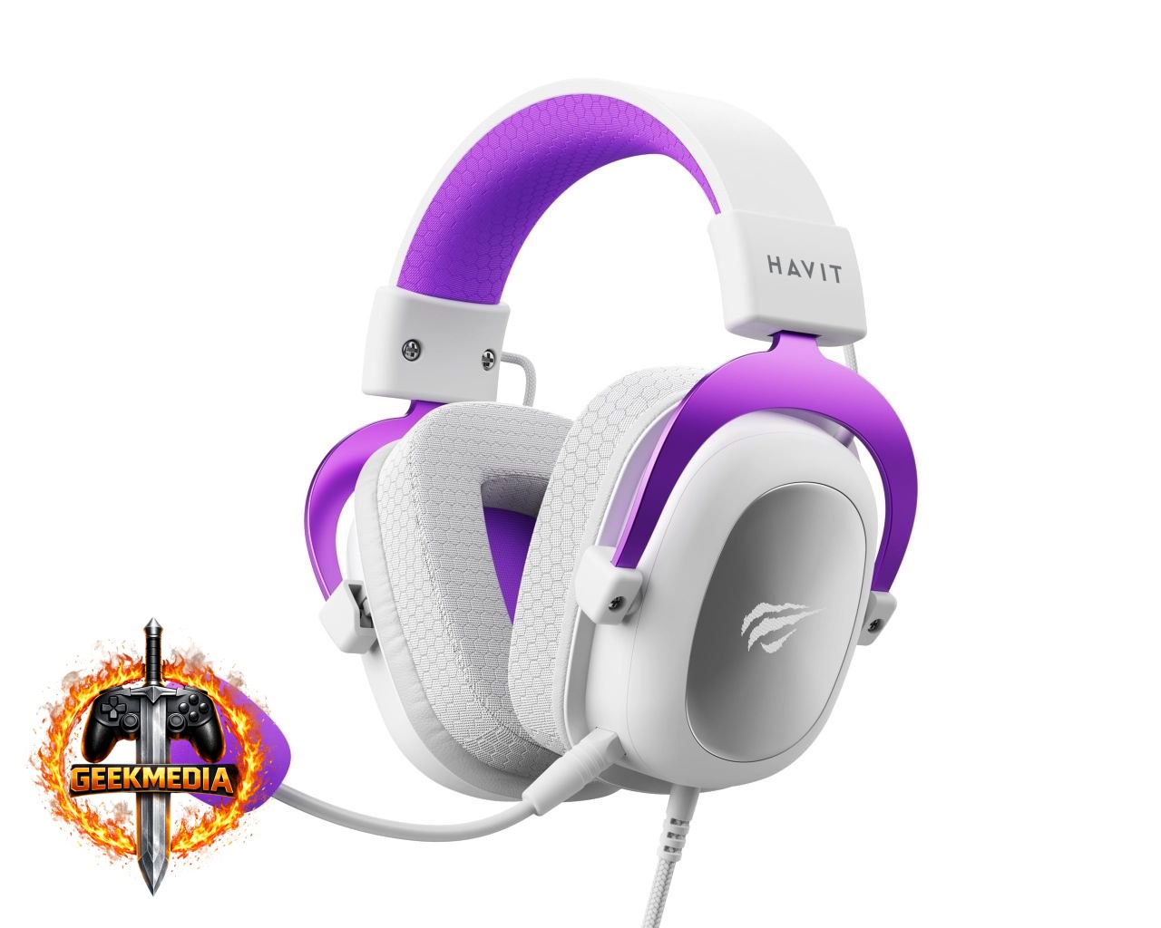 Fone de Ouvido Gamer Havit H2002d Roxo com Microfone e Falante 53mm