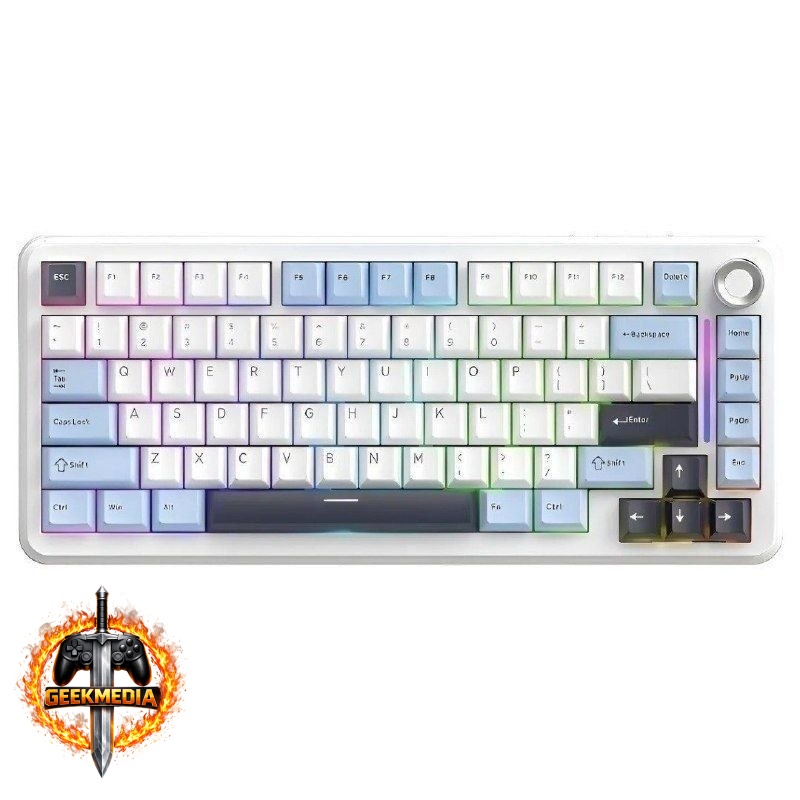 Teclado Mecanico Gamer F75 Sem Fio Tri Mode Rgb Free Wolf Glacier Blue