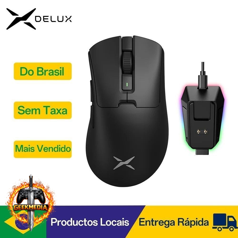 Mouse Gamer Delux M900 PRO 2.4ghz 8K com Base de Carregamento