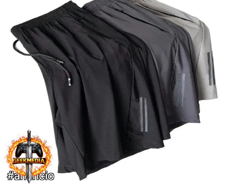 Kit 3 Bermudas Masculinas de Seda Secagem Rápida