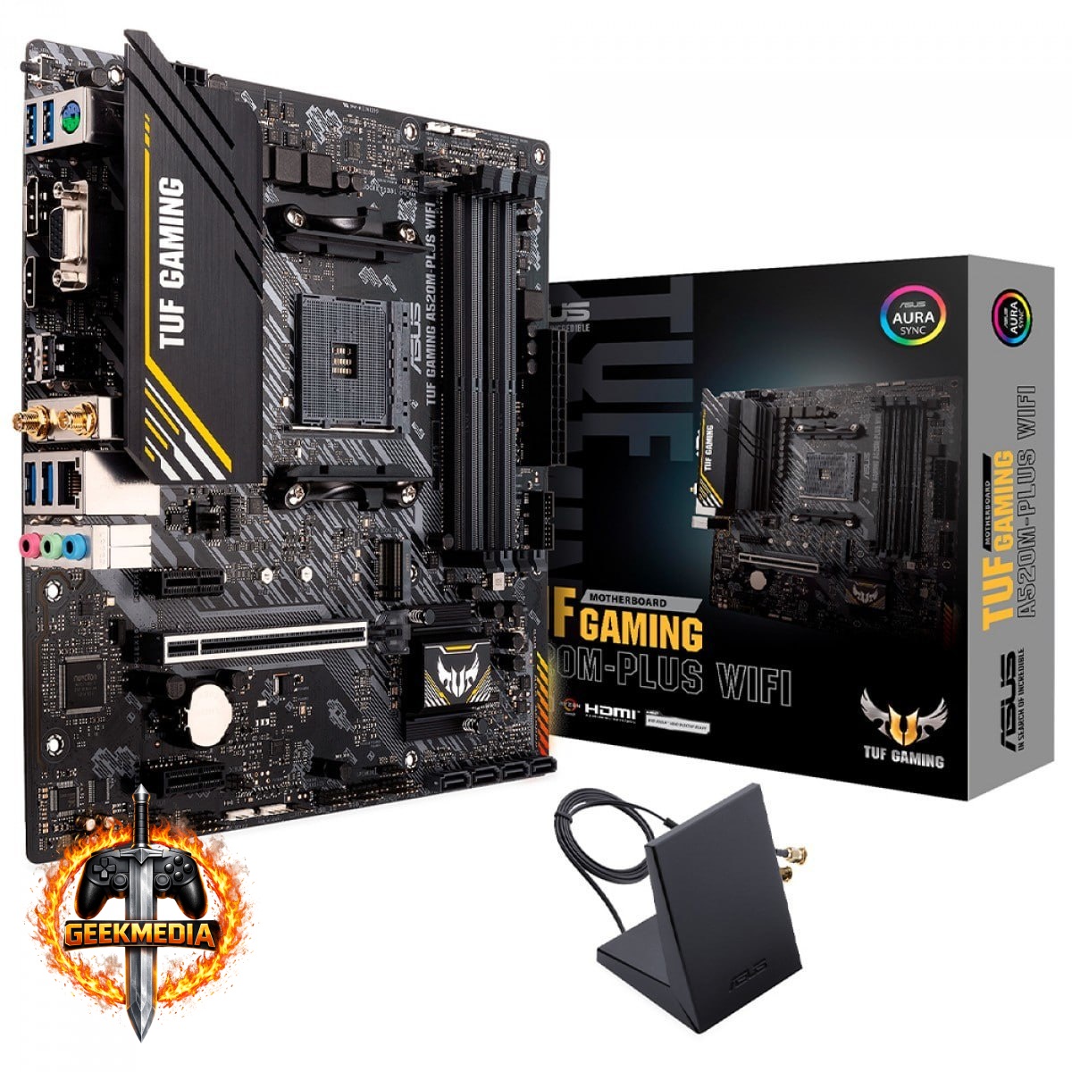 Placa-Mãe ASUS TUF GAMING A520M-PLUS WIFI, AMD AM4, RGB, mATX, DDR4