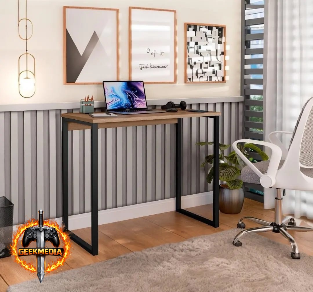 Escrivaninha Industrial Mesa de Estudo Aparador Office Aço MDF