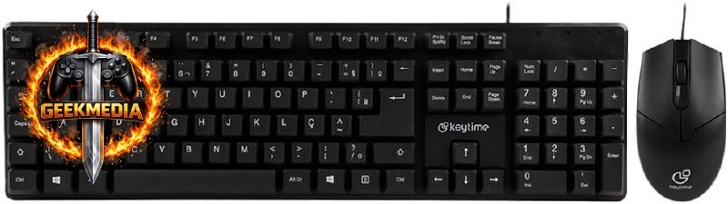 Kit Mouse e Teclado Keytime Minimal Preto USB2.0