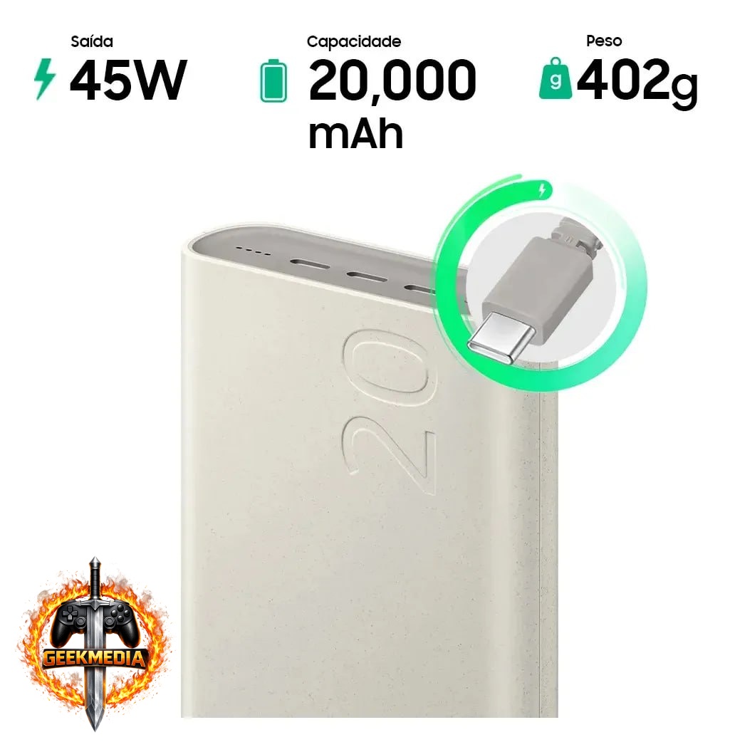 Carregador Portátil Samsung 20000mAh 45W