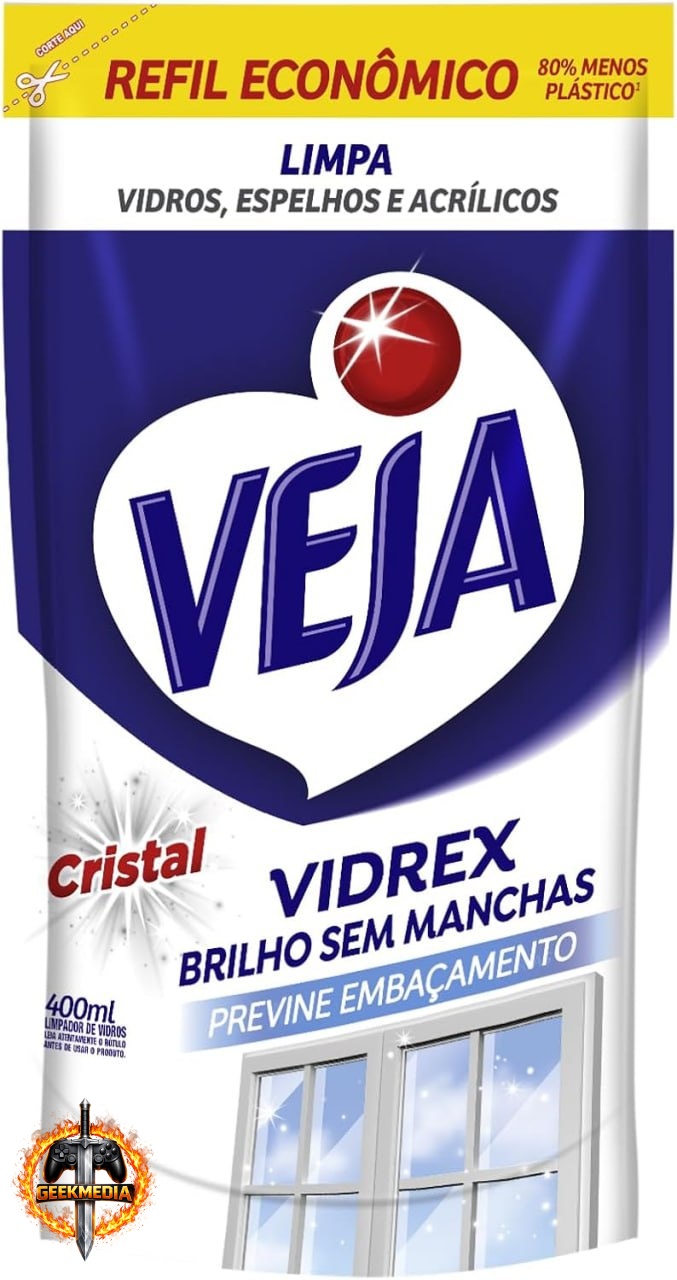 Veja Limpa Vidros Vidrex Cristal Refil 400ml