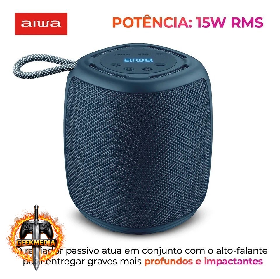 Caixa de Som Speaker Aiwa SP-03-BL 15W Bluetooth RGB