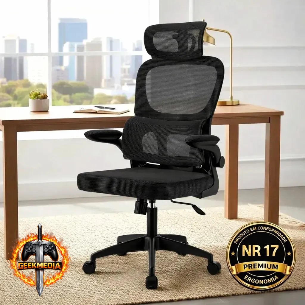 Cadeira Escritório Ergonômica NR17 Giratória Corsair Preta