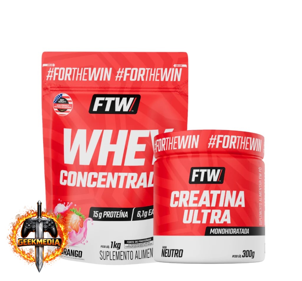 Kit Whey Concentrado 1kg  Creatina Ultra Pote 300g - FTW