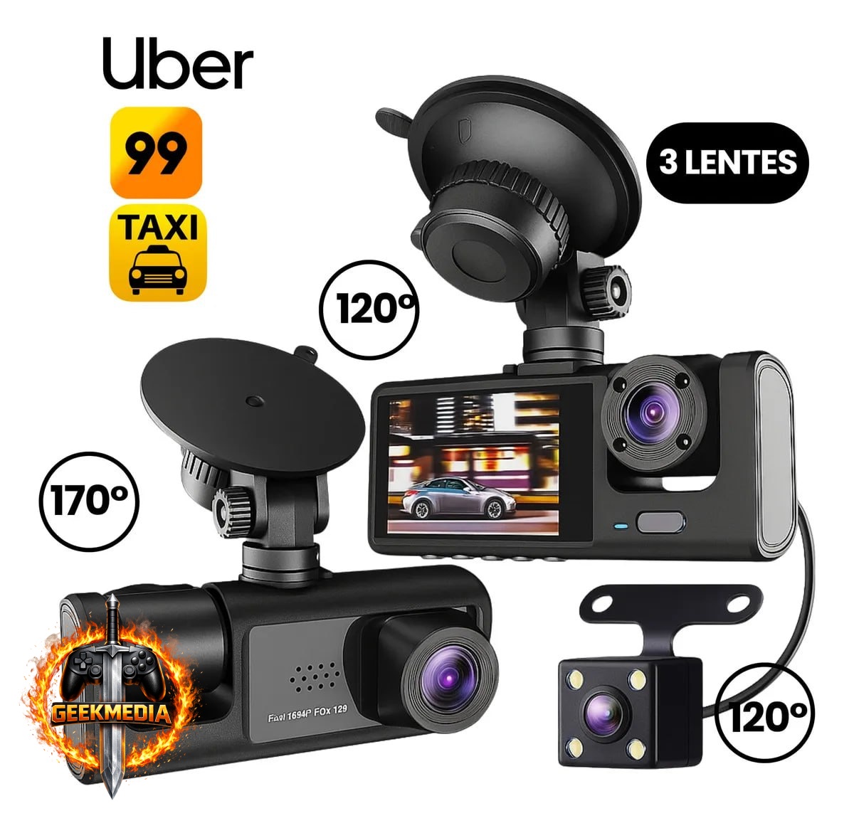 Câmera Automotiva iCarbonx HD 1080p Visão Noturna