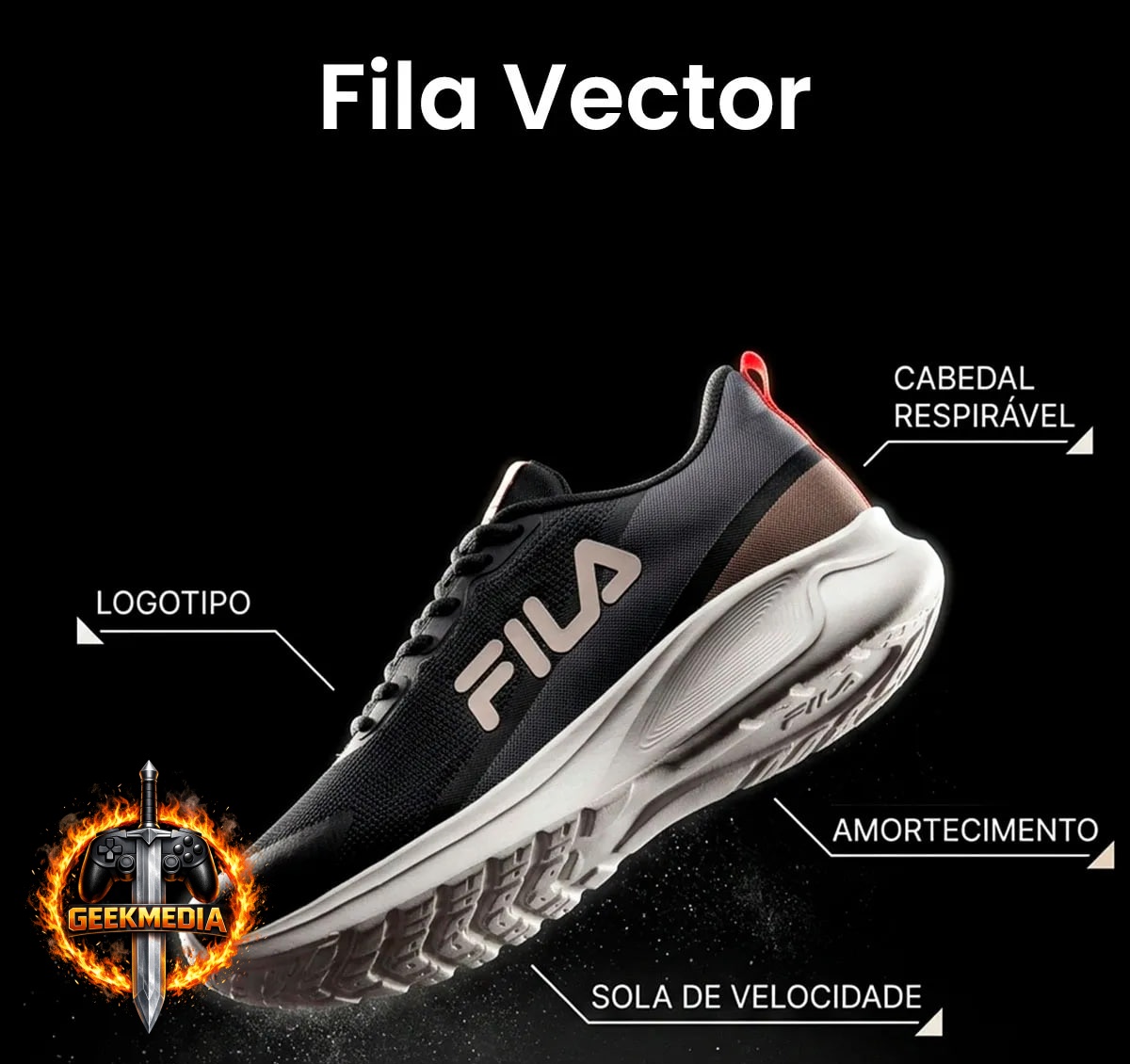 Tênis Fila Vector Masculino Confortável Estilo Esportivo