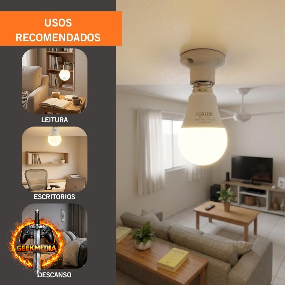Foxlux Lâmpada LED Bulbo 9W 3000K Bivolt