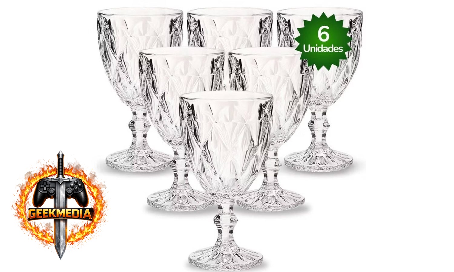 Jogo 6 Taças Cristal Diamond Vitrex 340ml