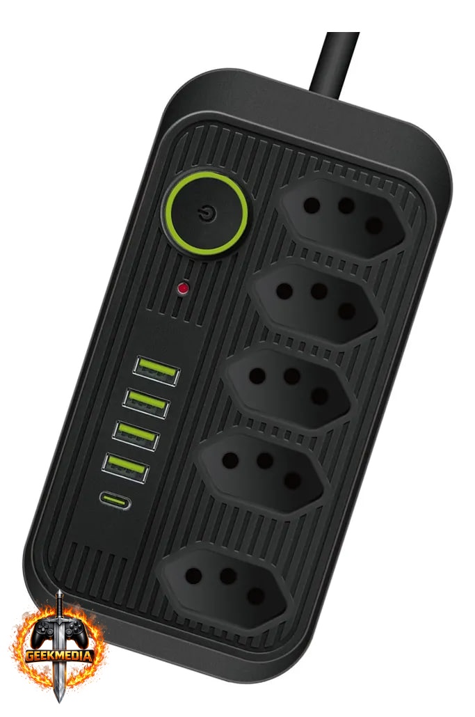 Extensão 5 Tomadas  4 USB com LED Bivolt