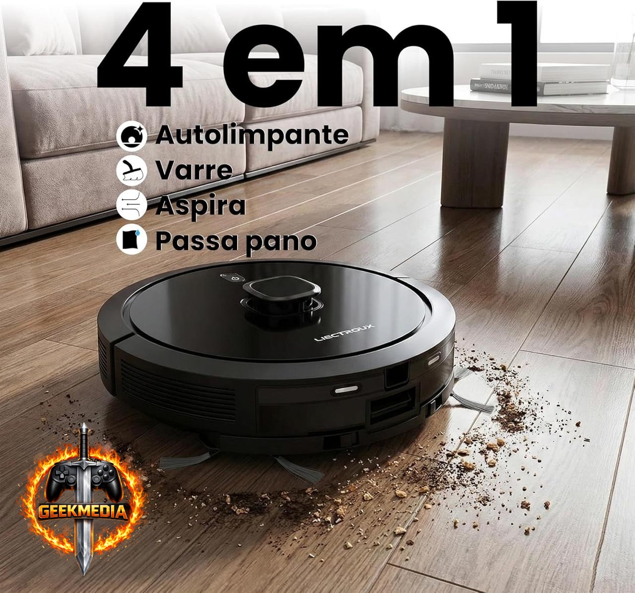 Robô Aspirador Liectroux G7 4 em 1 com Base Autolimpante