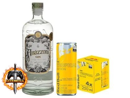 Gin Amázzoni Tradicional 750ml  Red Bull Frutas Tropicais 250ml