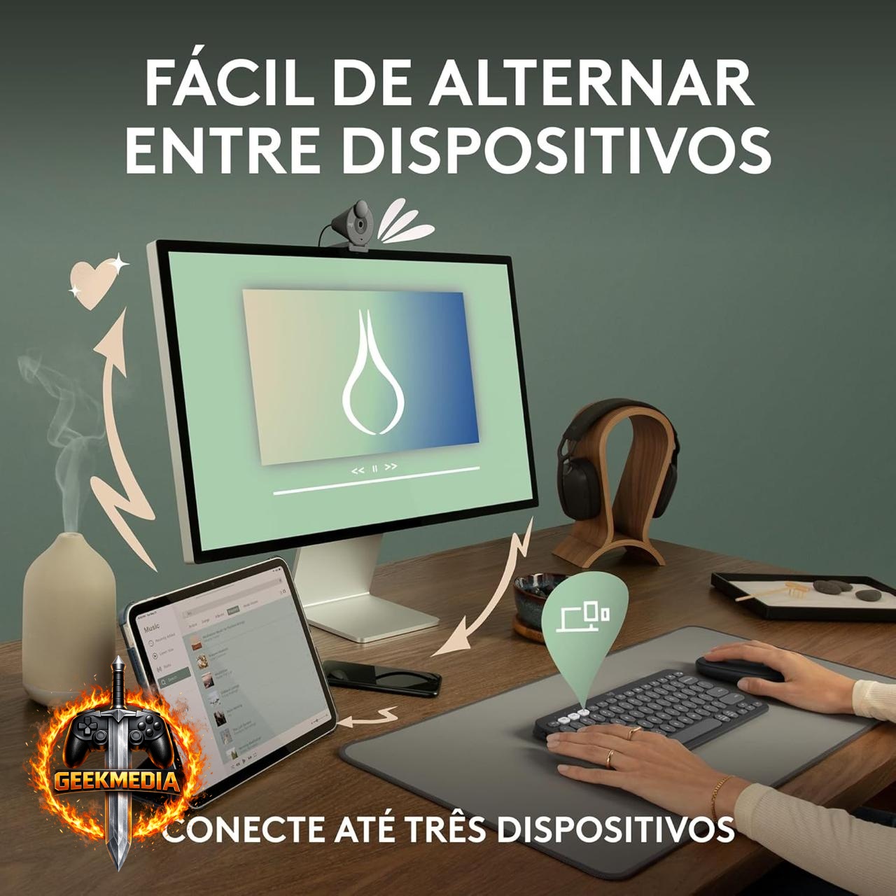 Teclado Sem Fio Logitech Pebble Keys 2 K380s Bluetooth