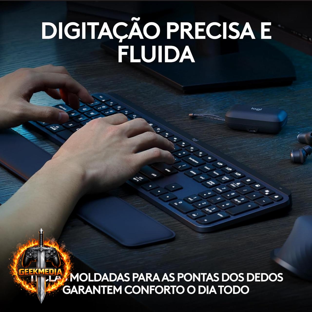 Teclado Sem Fio Logitech MX Keys S Bluetooth Grafite