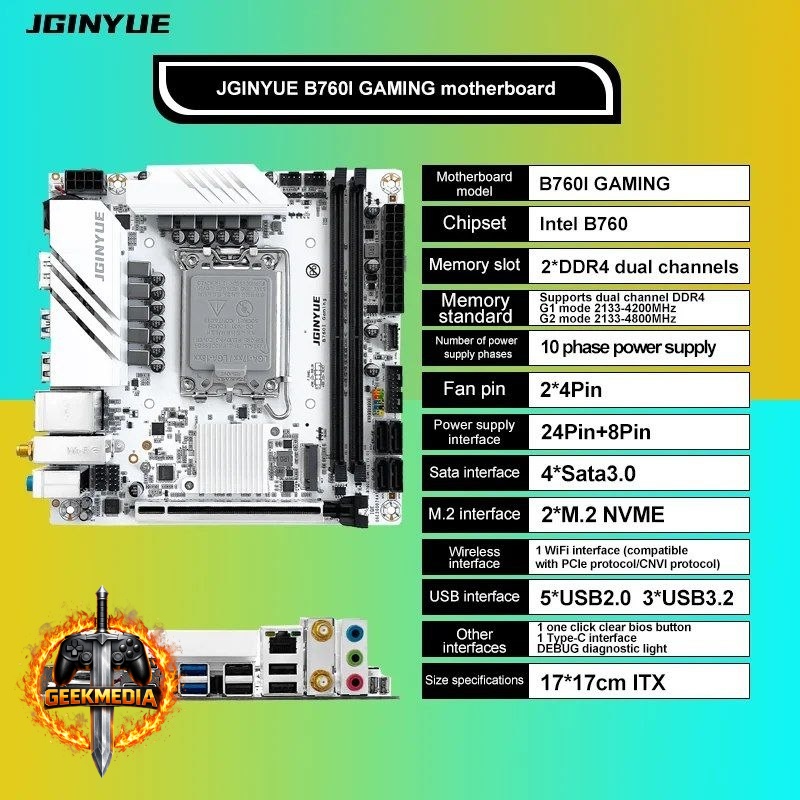 Placa-Mãe B760I ITX JGINYUE LGA1700 DDR4