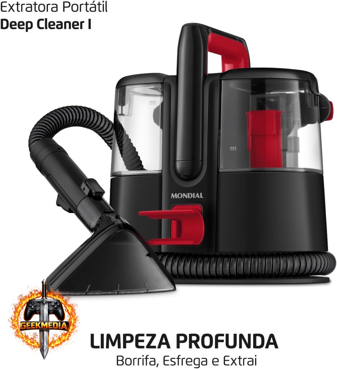 MONDIAL Extratora Deep Cleaner I Portátil 1650W - Preto/Vermelho